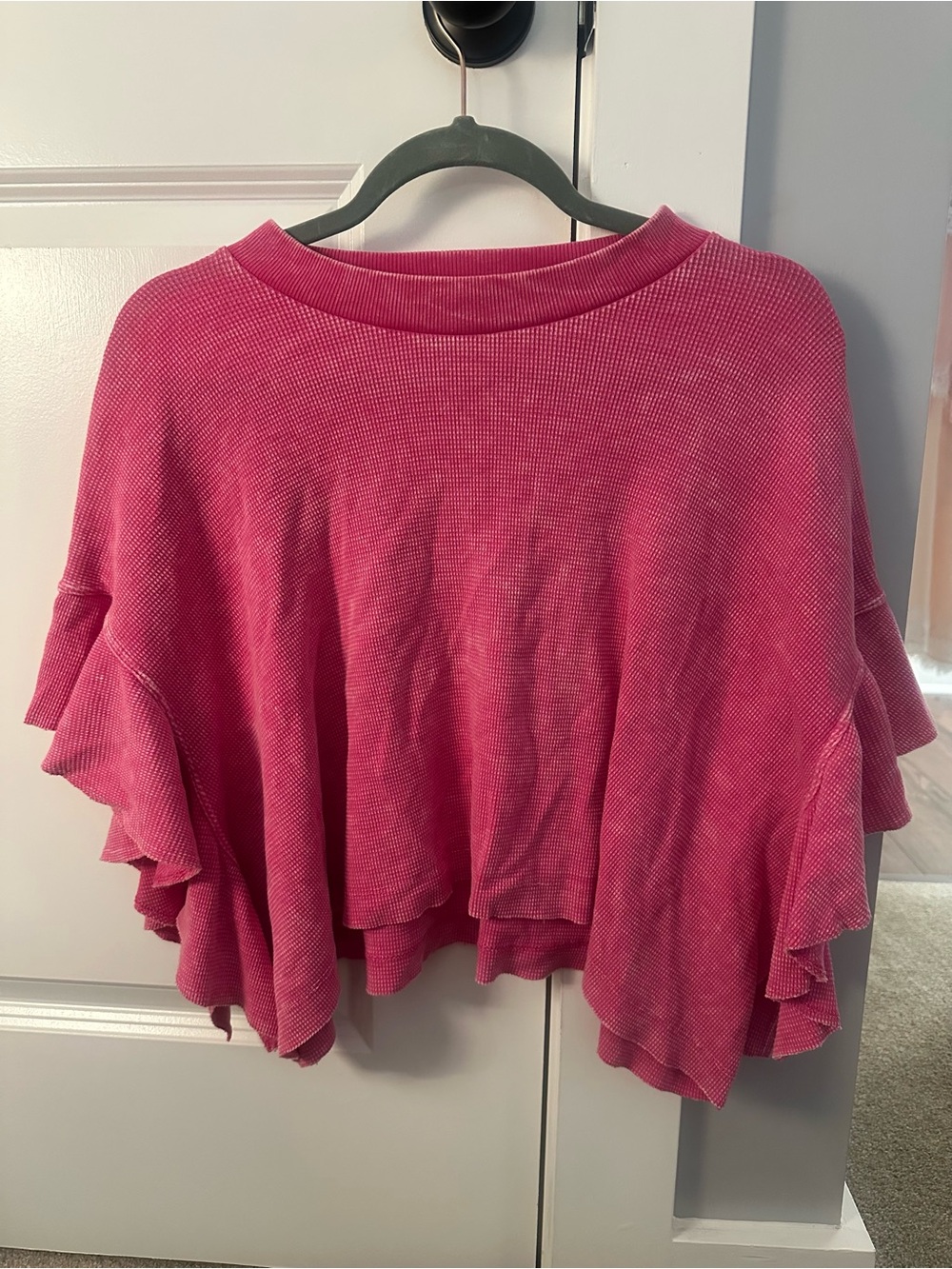 Altar'd State Hot Pink Ruffle Top
